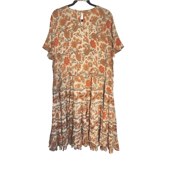 Bila Cream and Orange Floral Mini Dress Size XL - Picture 5 of 9